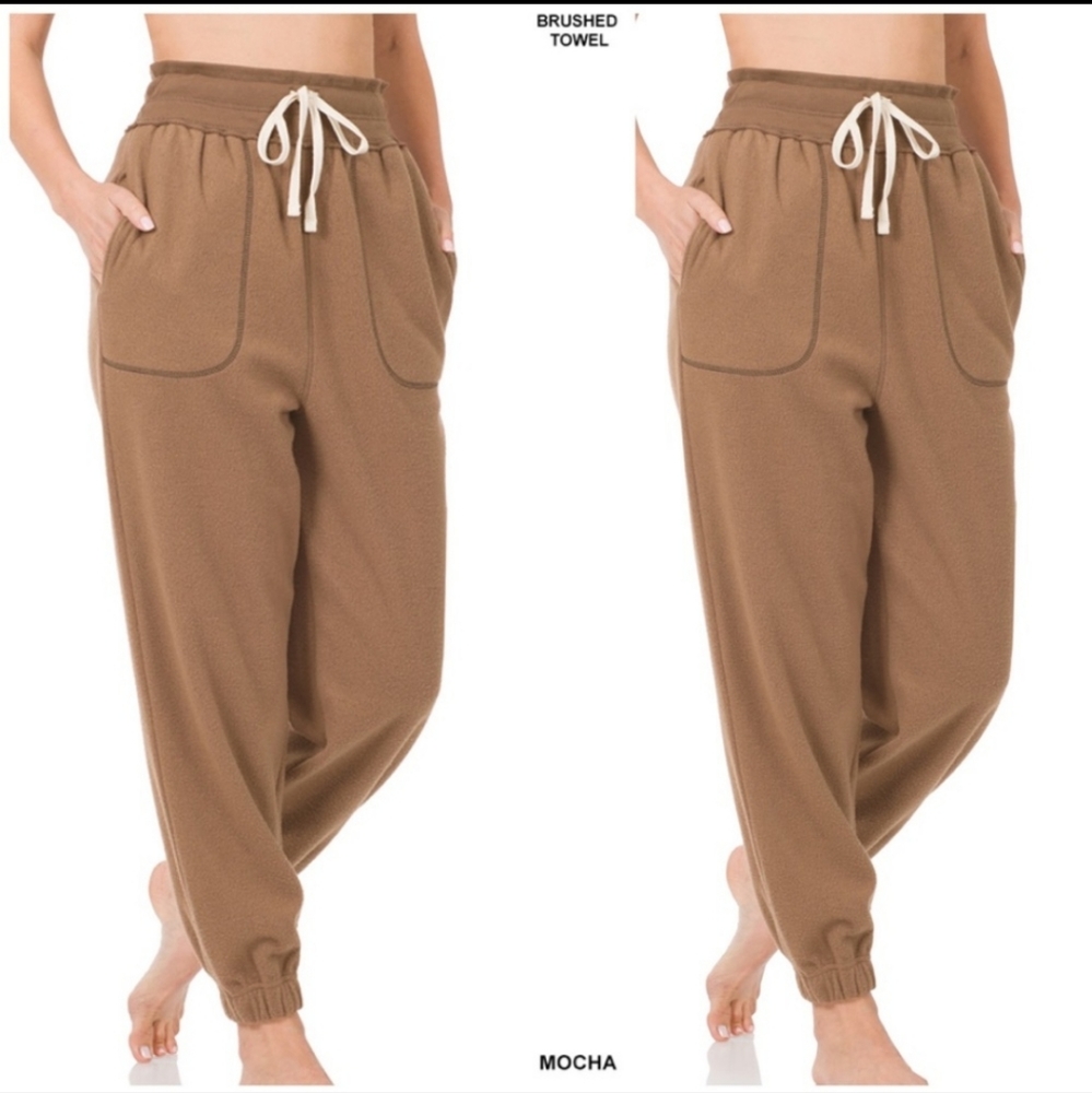New mocha brushed towel joggers - Picture 3 of 3